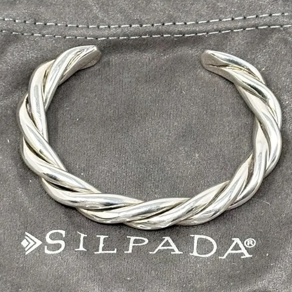 Silpada Sterling Silver Bracelet Twisted Cable Heavy Cuff ~ RARE.